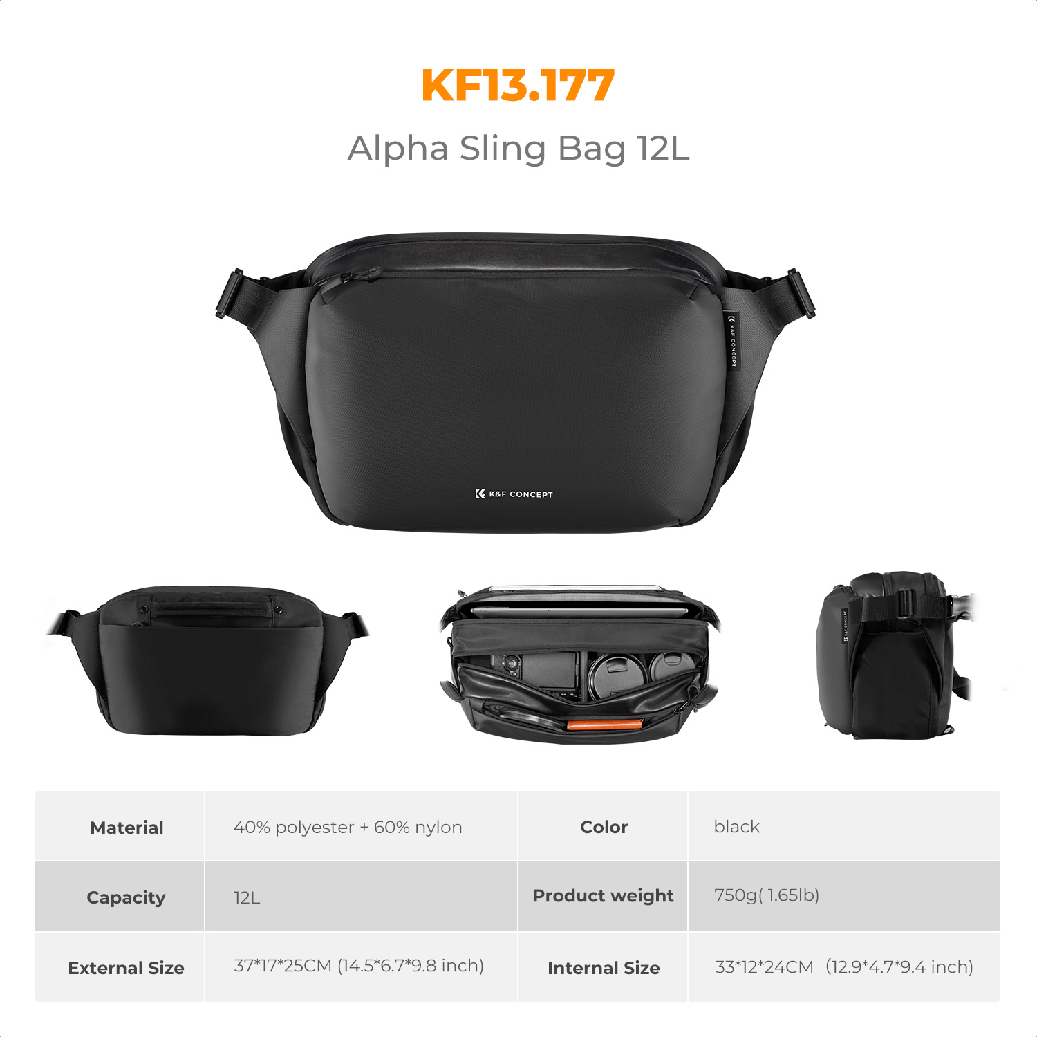 K&F CONCEPT 12L/10L Camera Sli - Photography Lighting Bag review and price