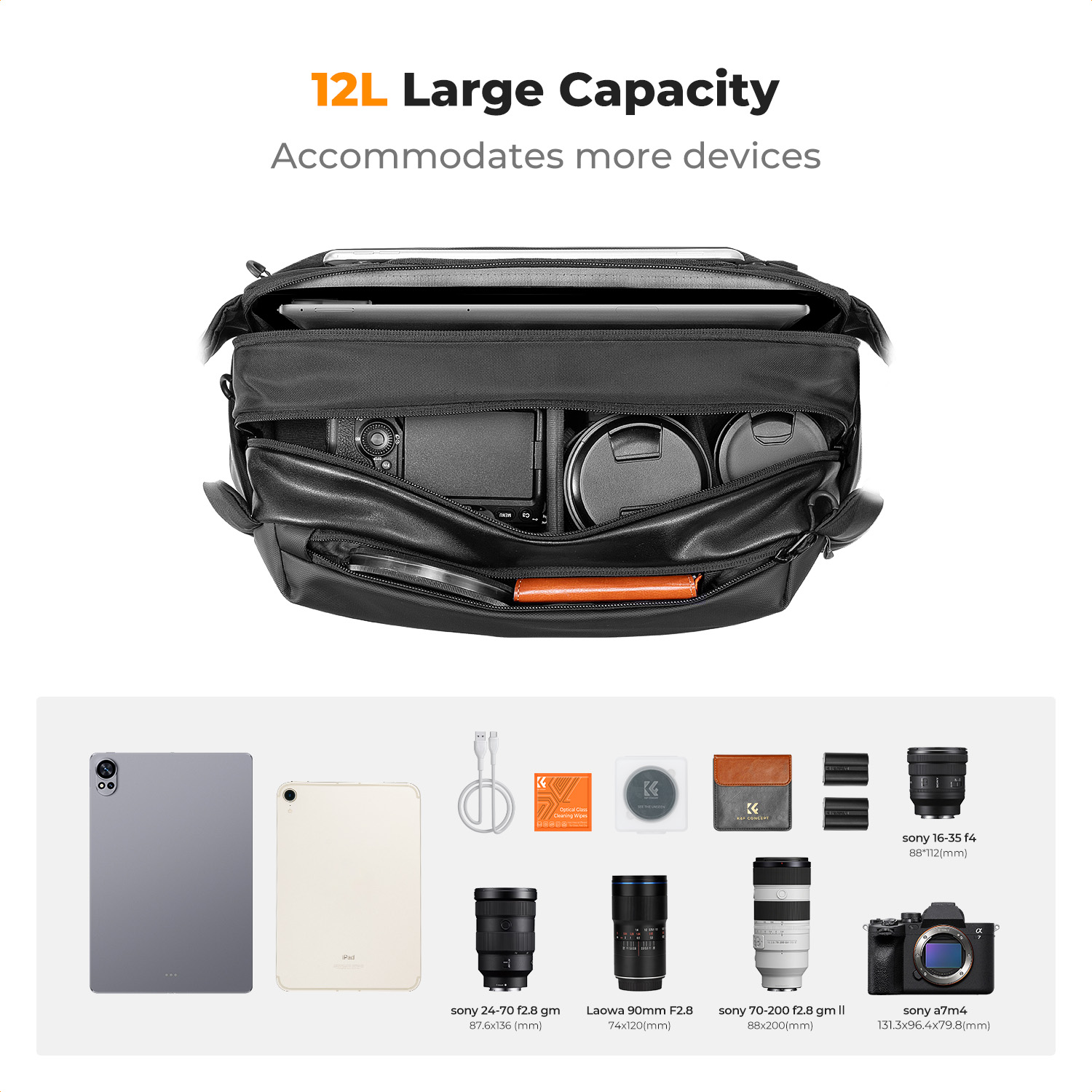 K&F CONCEPT 12L/10L Camera Sli - Photography Lighting Bag review and price