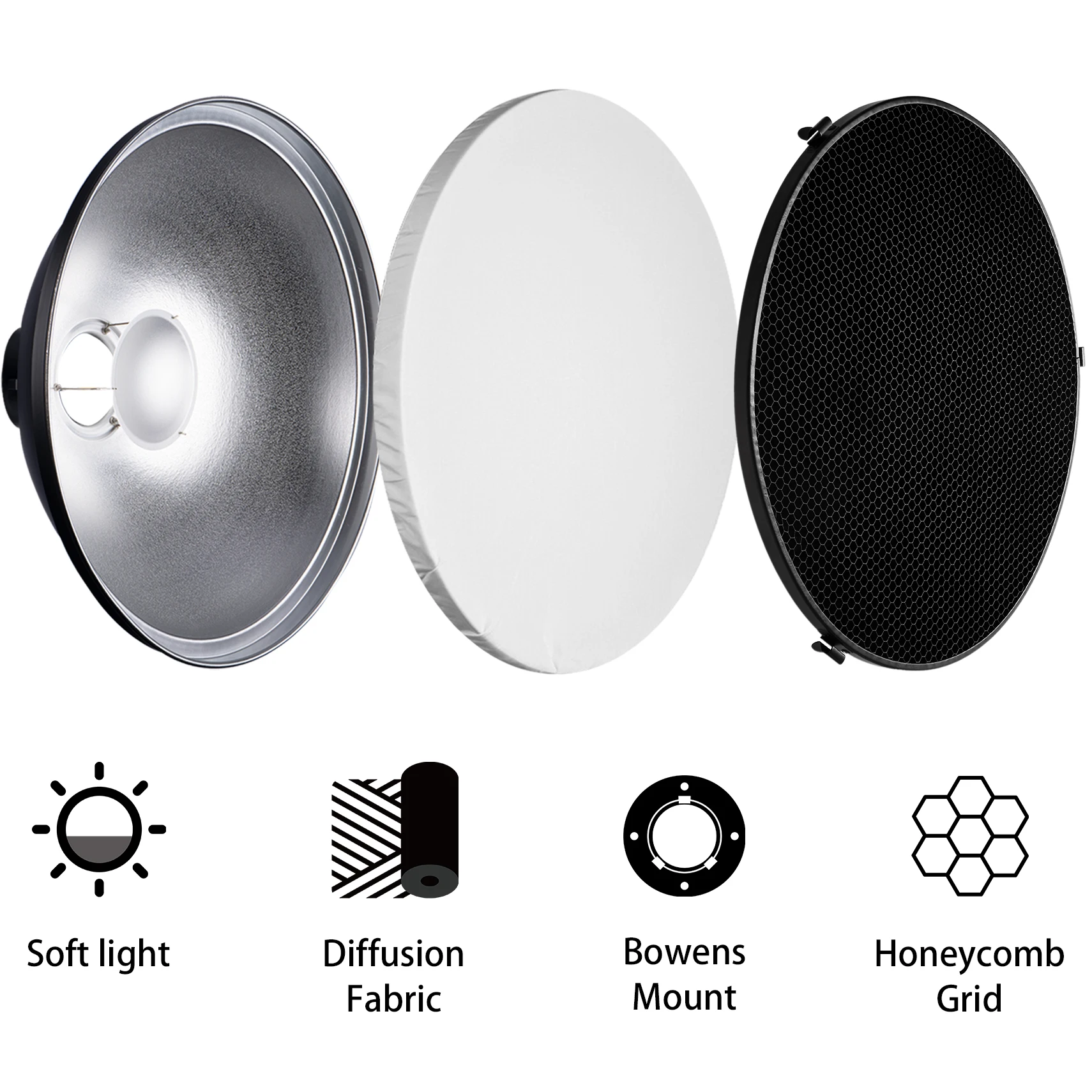 Selens 55cm Silver/White Inter - Photography Lighting Beauty Dish review and price